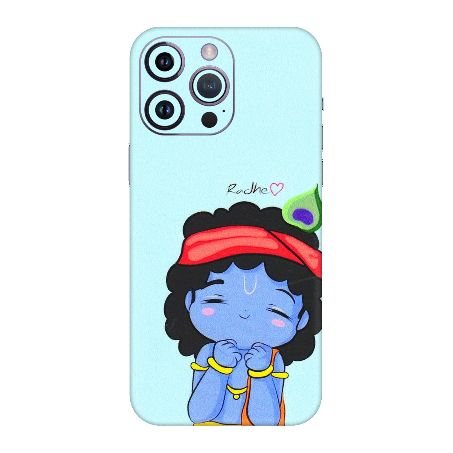 Apple iPhone Skins (All Models) - Radhe Radhe Cute Toon - 3D Embossed Finish (L-05) iPhone 14 Pro
