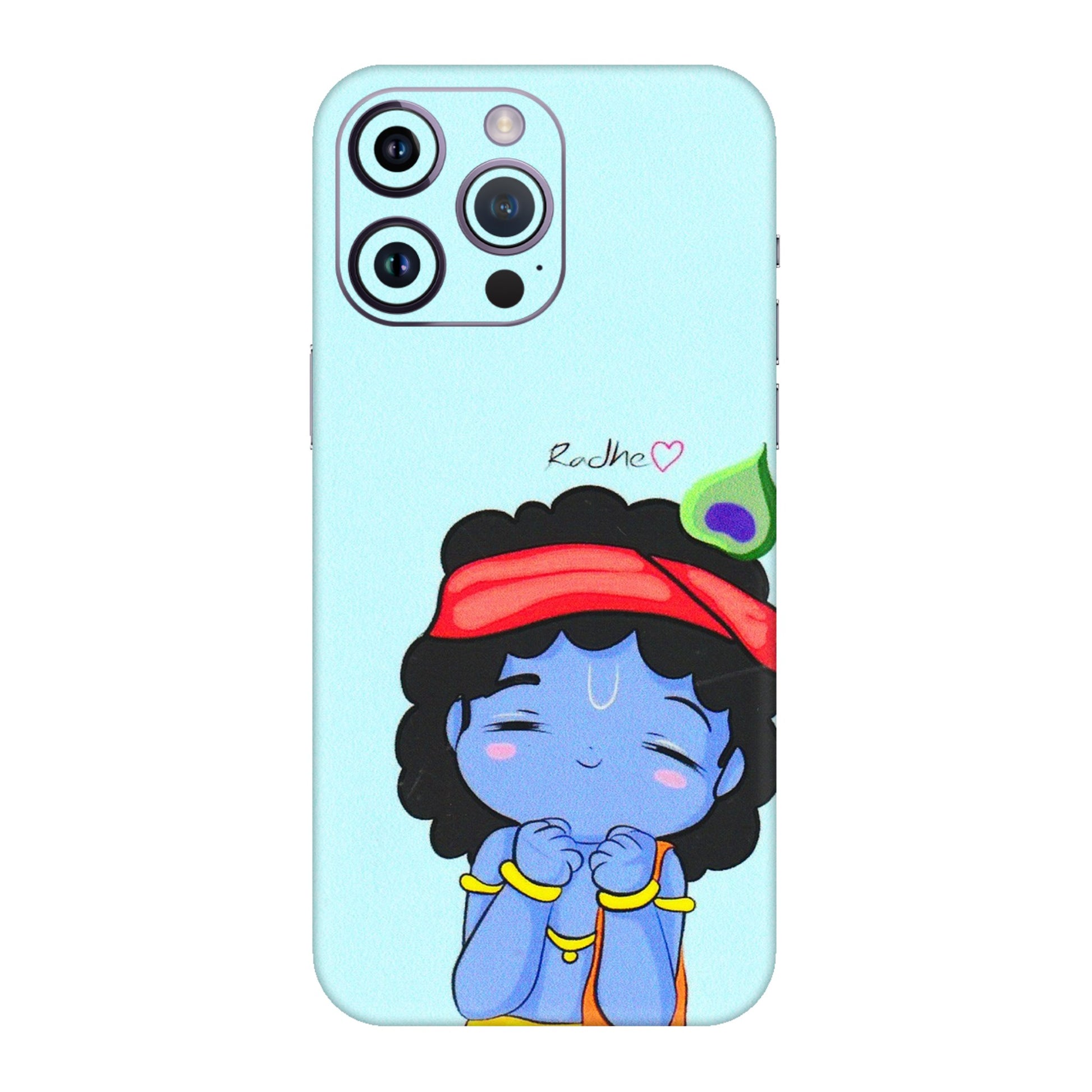 Apple iPhone Skins (All Models) - Radhe Radhe Cute Toon - 3D Embossed Finish (L-05) iPhone 14 Pro