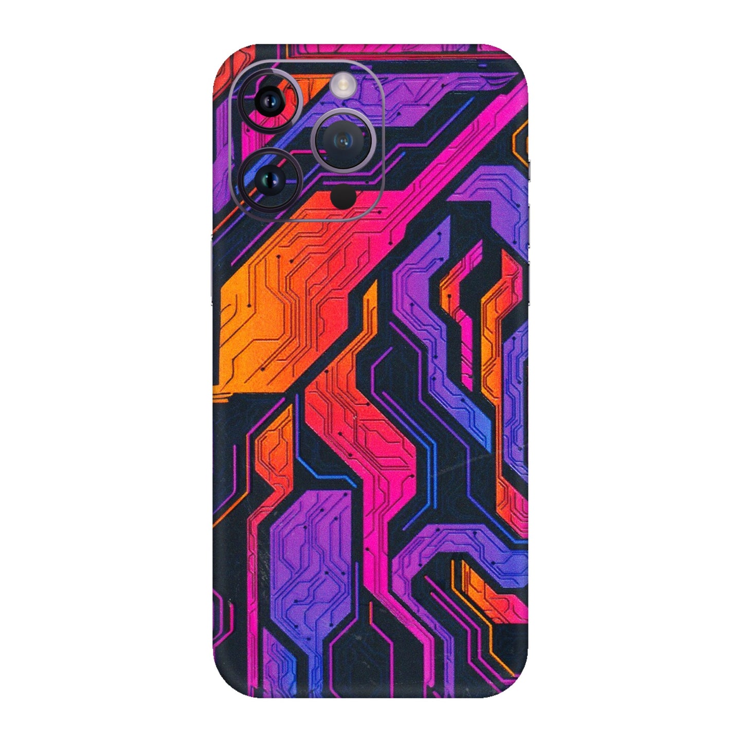 Apple iPhone Skins (All Models) - Tech Circuits Futuristic - 3D Embossed Finish (L-07) iPhone 14 Pro