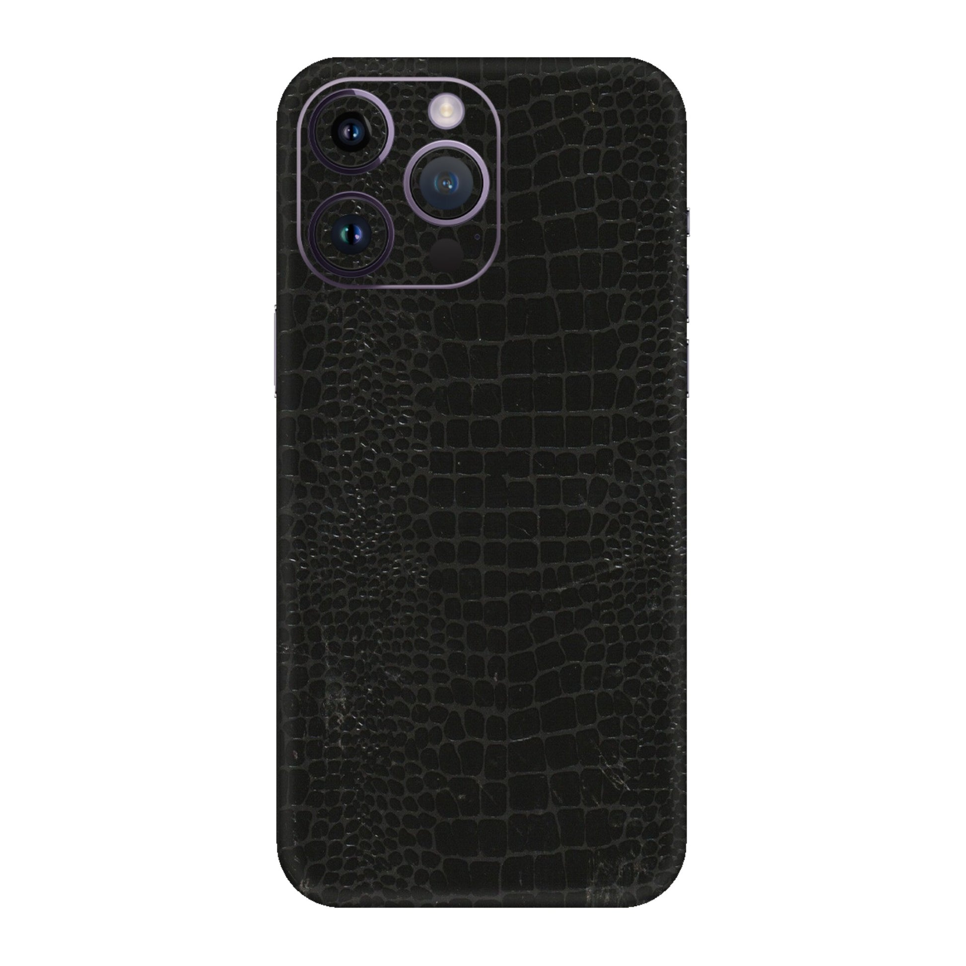 Apple iPhone Skins (All Models) - Snake Leather Black - 3D Embossed Finish (L-107) iPhone 14 Pro