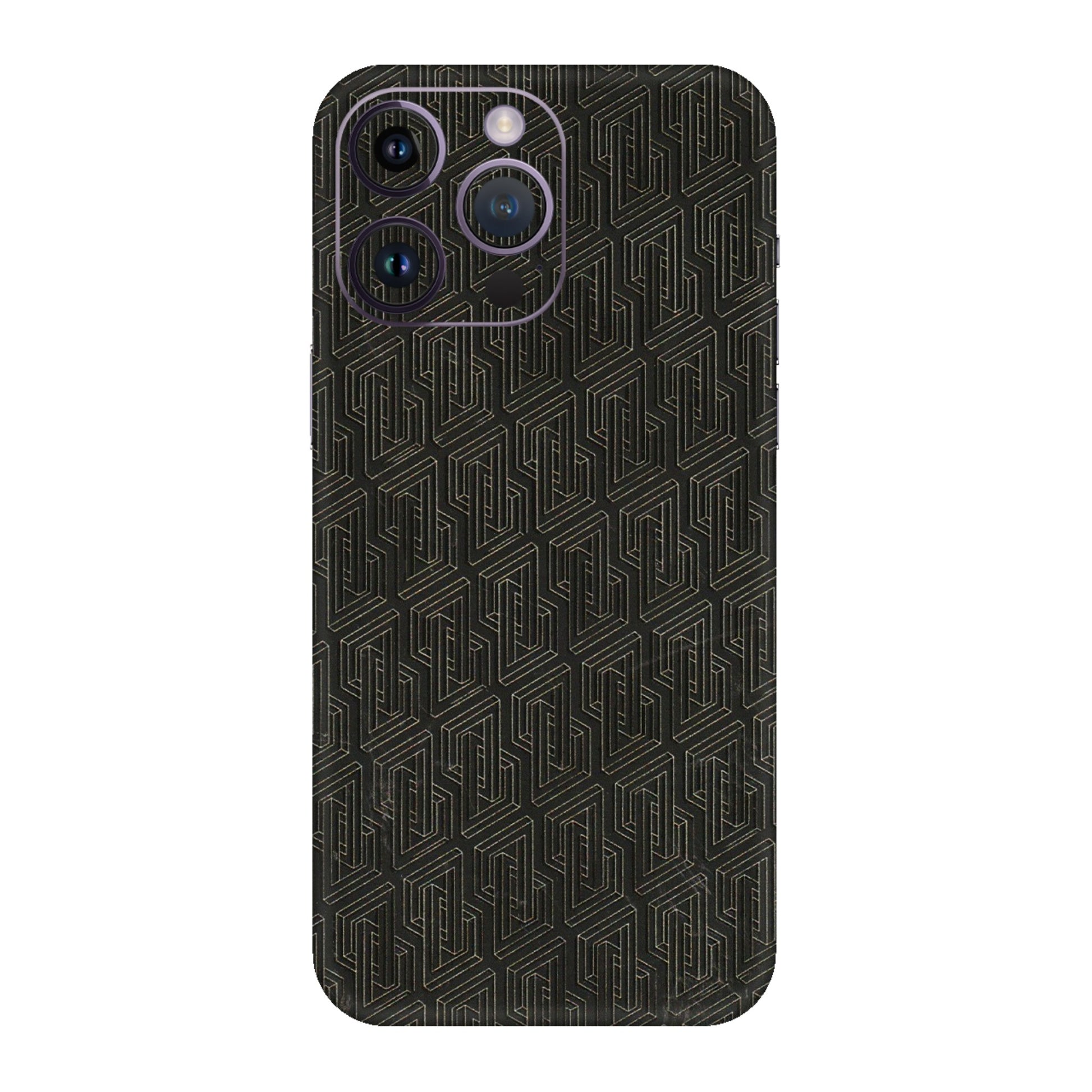 Apple iPhone Skins (All Models) - Black Abstract Pattern - 3D Embossed Finish (L-117) iPhone 14 Pro