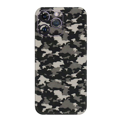 Apple iPhone Skins (All Models) - Black/Grey Camoflaunge - 3D Embossed Finish (L-142) iPhone 14 Pro