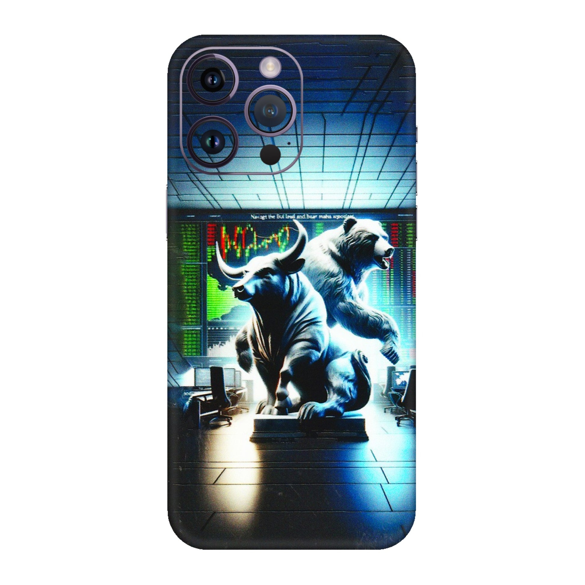 Apple iPhone Skins (All Models) - Stock Market Sensex Bear vs Bulls - 3D Embossed Finish (L-15) iPhone 14 Pro