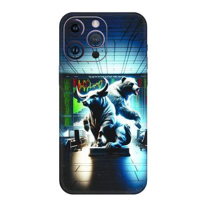 Apple iPhone Skins (All Models) - Stock Market Sensex Bear vs Bulls - 3D Embossed Finish (L-15) iPhone 14 Pro