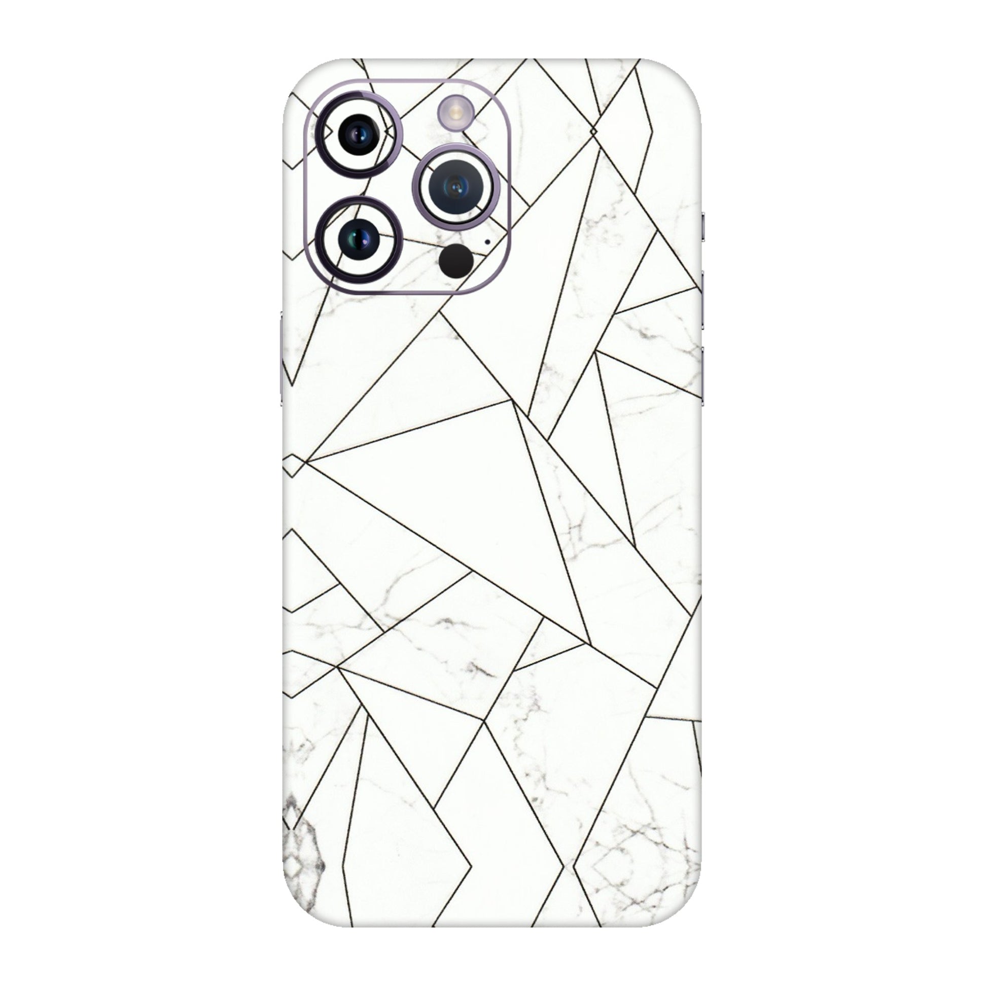 Apple iPhone Skins (All Models) - Luxury White Marble Effect - 3D Embossed Finish (L-168) iPhone 14 Pro