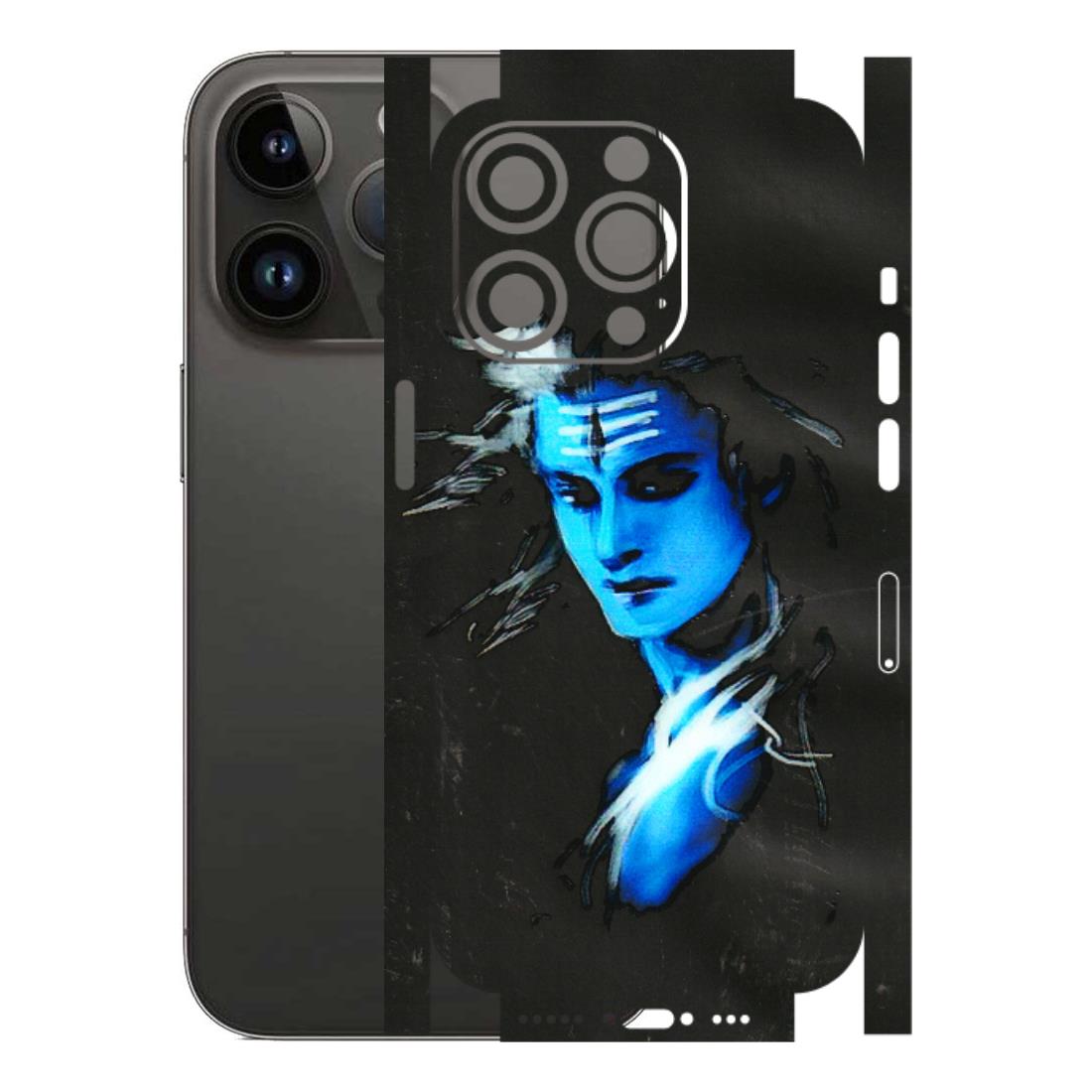 Apple iPhone Skins (All Models) - Har Har Mahadev Blue/Black - 3D Embossed Finish (L-185) iPhone 14 Pro
