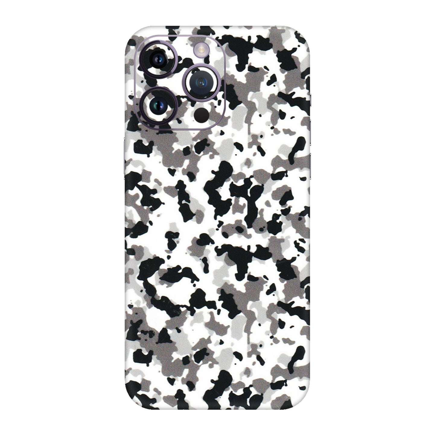 Apple iPhone Skins (All Models) - White Black Camouflage - 3D Embossed Finish (L-18) iPhone 14 Pro