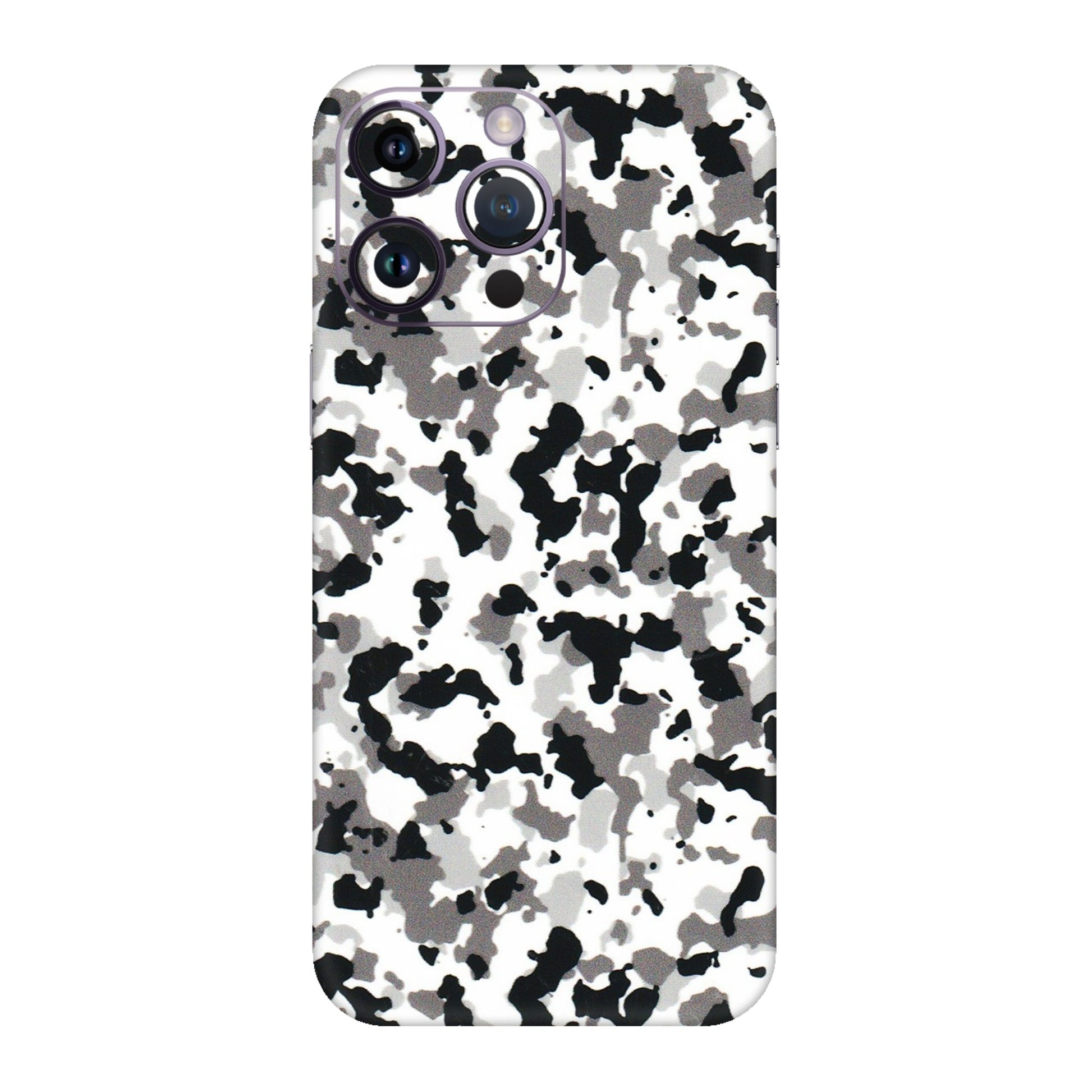 Apple iPhone Skins (All Models) - White Black Camouflage - 3D Embossed Finish (L-18) iPhone 14 Pro