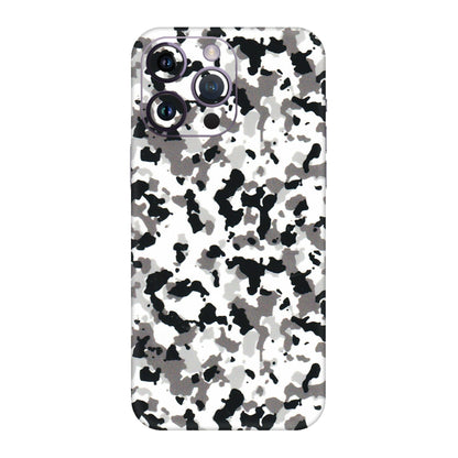 Apple iPhone Skins (All Models) - White Black Camouflage - 3D Embossed Finish (L-18) iPhone 14 Pro