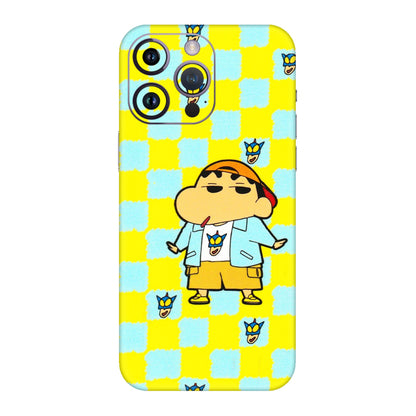 Apple iPhone Skins (All Models) - Yellow Blue Shinchan Cute - 3D Embossed Finish (L-221) iPhone 14 Pro