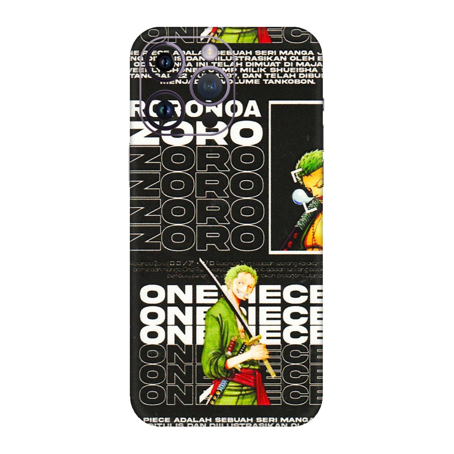 Apple iPhone Skins (All Models) - One Piece Zoro - 3D Embossed Finish (L-250) iPhone 14 Pro