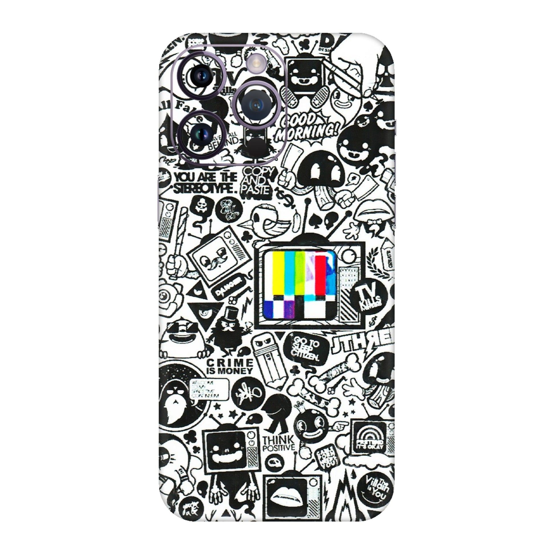 Apple iPhone Skins (All Models) - Doodles Positive Art - 3D Embossed Finish (L-263) iPhone 14 Pro