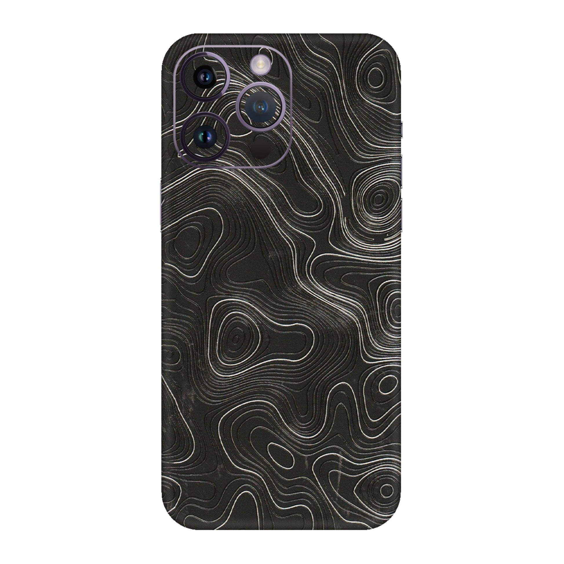 Apple iPhone Skins (All Models) - Abstract White Line Map - 3D Embossed Finish (L-269) iPhone 14 Pro