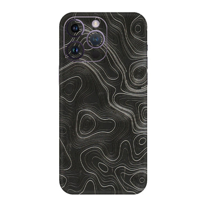 Apple iPhone Skins (All Models) - Abstract White Line Map - 3D Embossed Finish (L-269) iPhone 14 Pro
