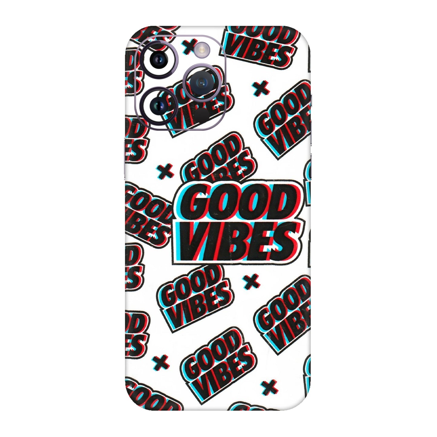 Apple iPhone Skins (All Models) - Good Vibes - 3D Embossed Finish (L-282) iPhone 14 Pro
