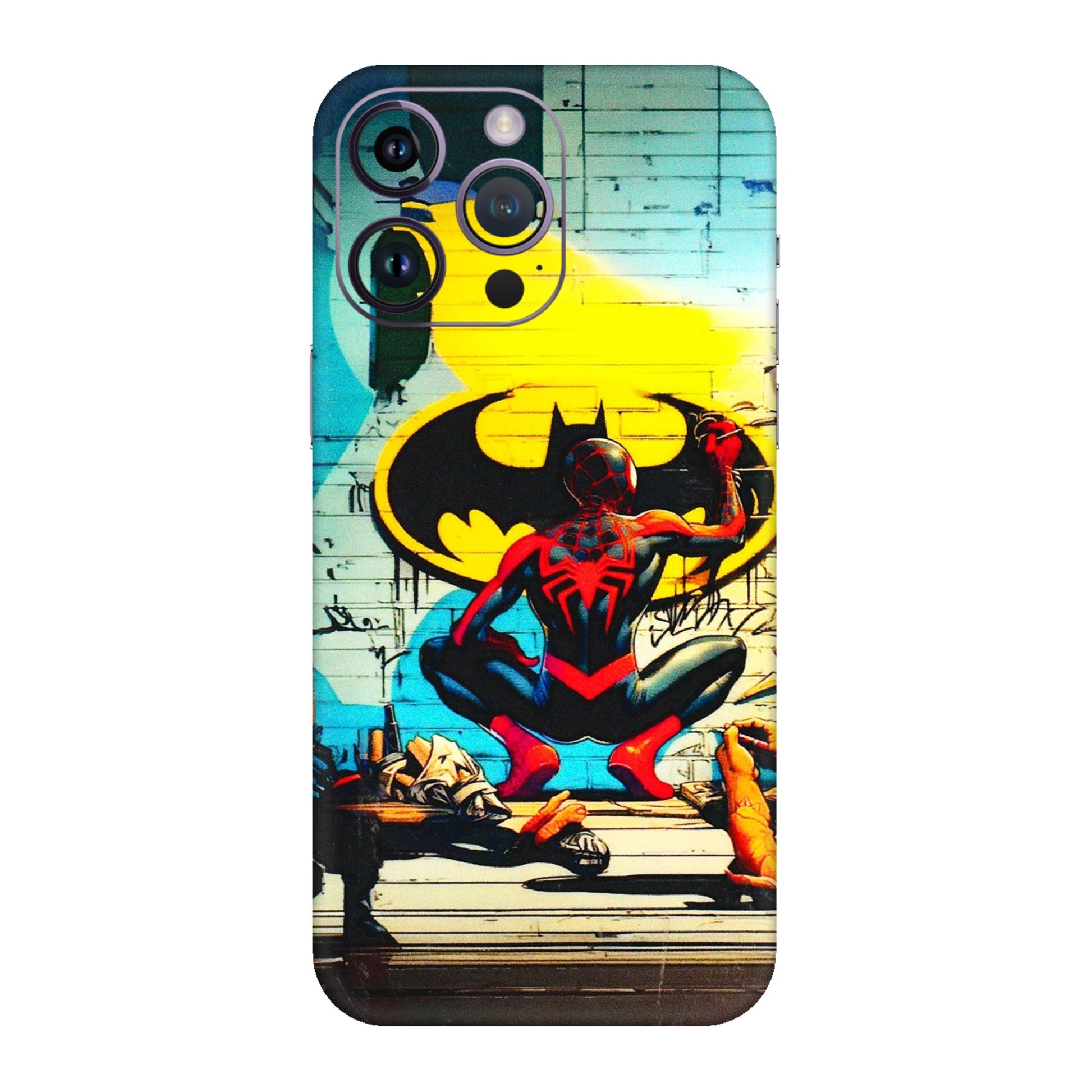 Apple iPhone Skins (All Models) - New Spiderman Bat Logo - 3D Embossed Finish (L-309) iPhone 14 Pro