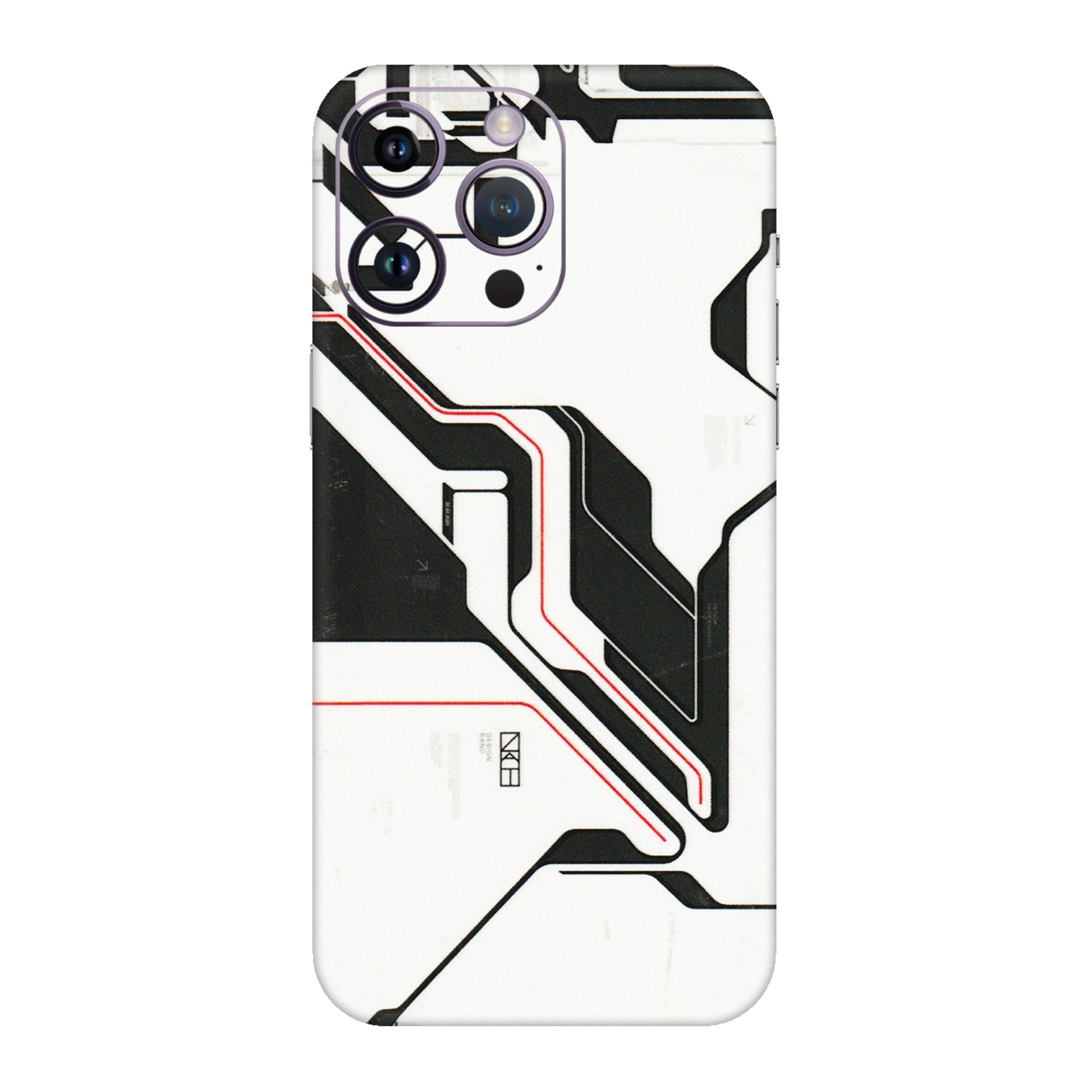 Apple iPhone Skins (All Models) - White Techy Logo - 3D Embossed Finish (L-312) iPhone 14 Pro