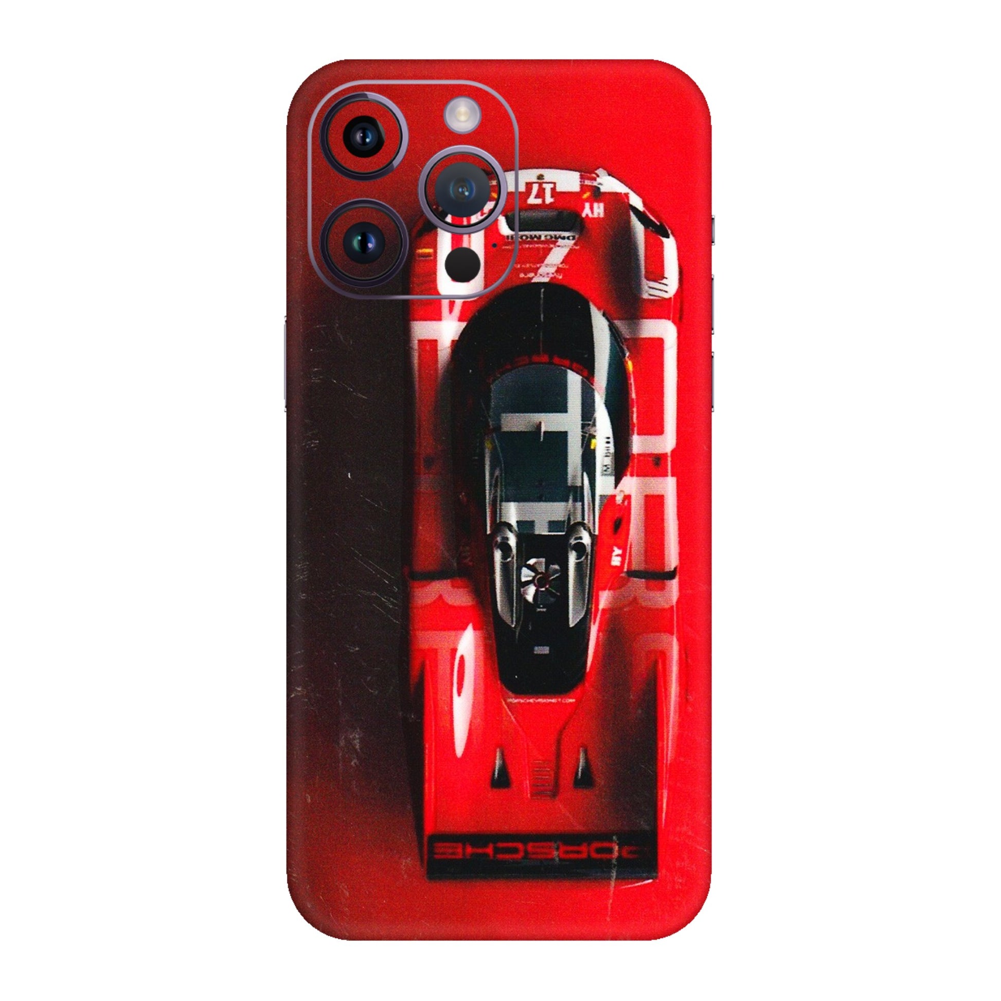 Apple iPhone Skins (All Models) - Red Porsche Car Logo - 3D Embossed Finish (L-315) iPhone 14 Pro