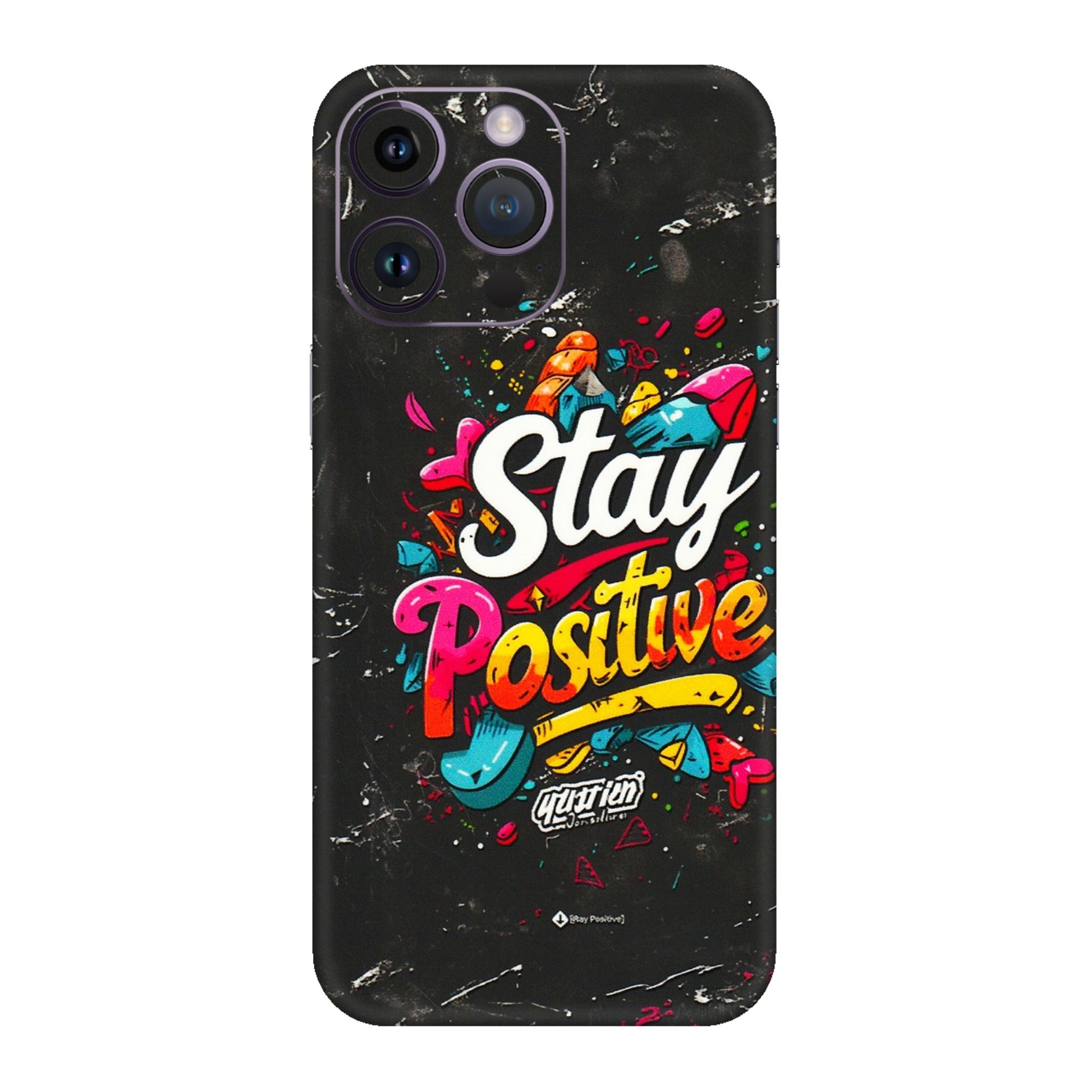 Apple iPhone Skins (All Models) - Stay Positive Black - 3D Embossed Finish (L-31) iPhone 14 Pro
