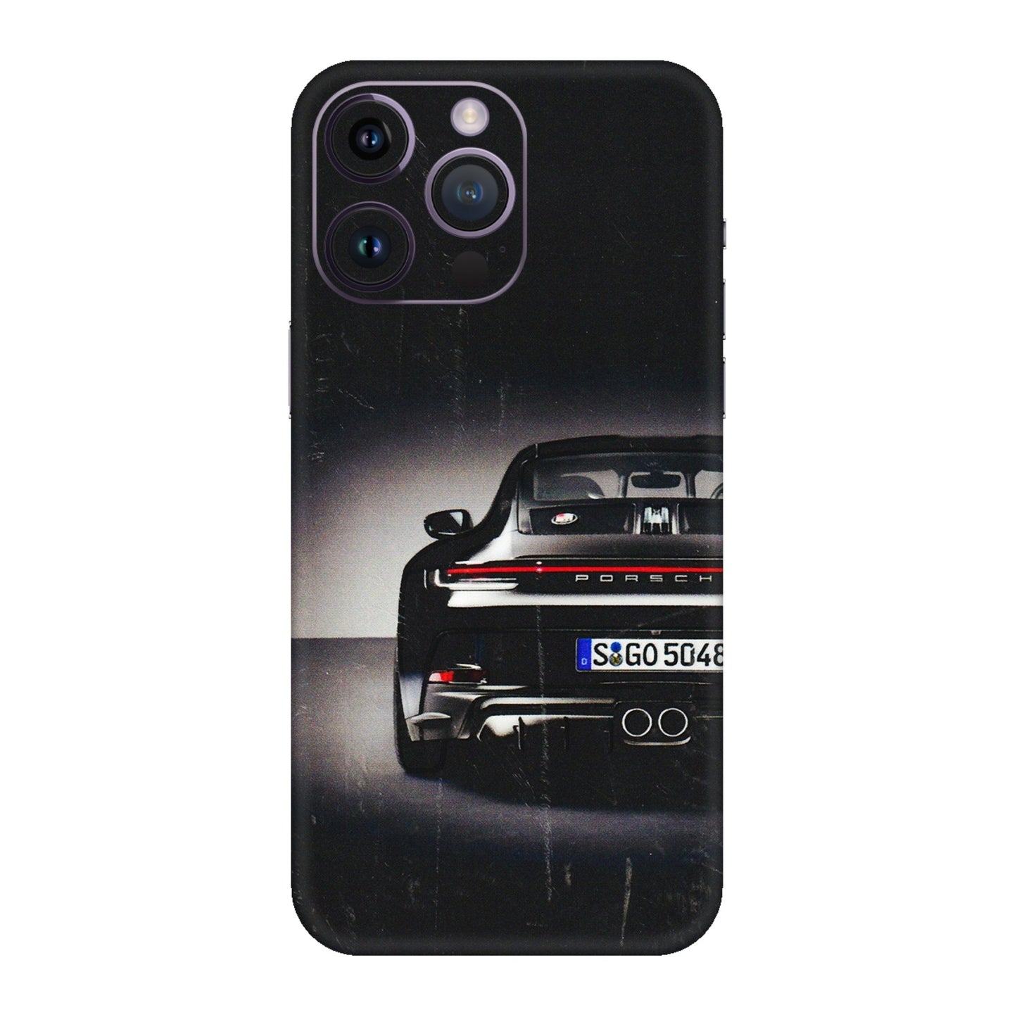 Apple iPhone Skins (All Models) - New Black Porsche GT3 - 3D Embossed Finish (L-327) iPhone 14 Pro