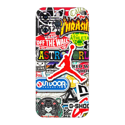 Apple iPhone Skins (All Models) - Multi Brands Sticker Graffiti - 3D Embossed Finish (L-37) iPhone 14 Pro