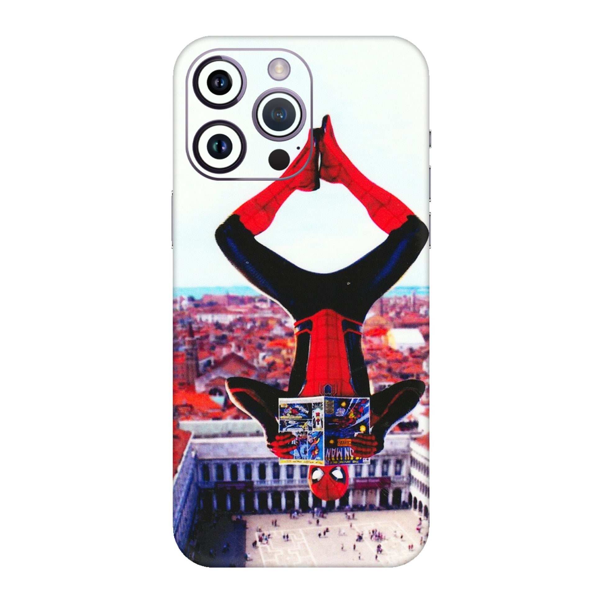 Apple iPhone Skins (All Models) - Spiderman Hanging - 3D Embossed Finish (L-53) iPhone 14 Pro