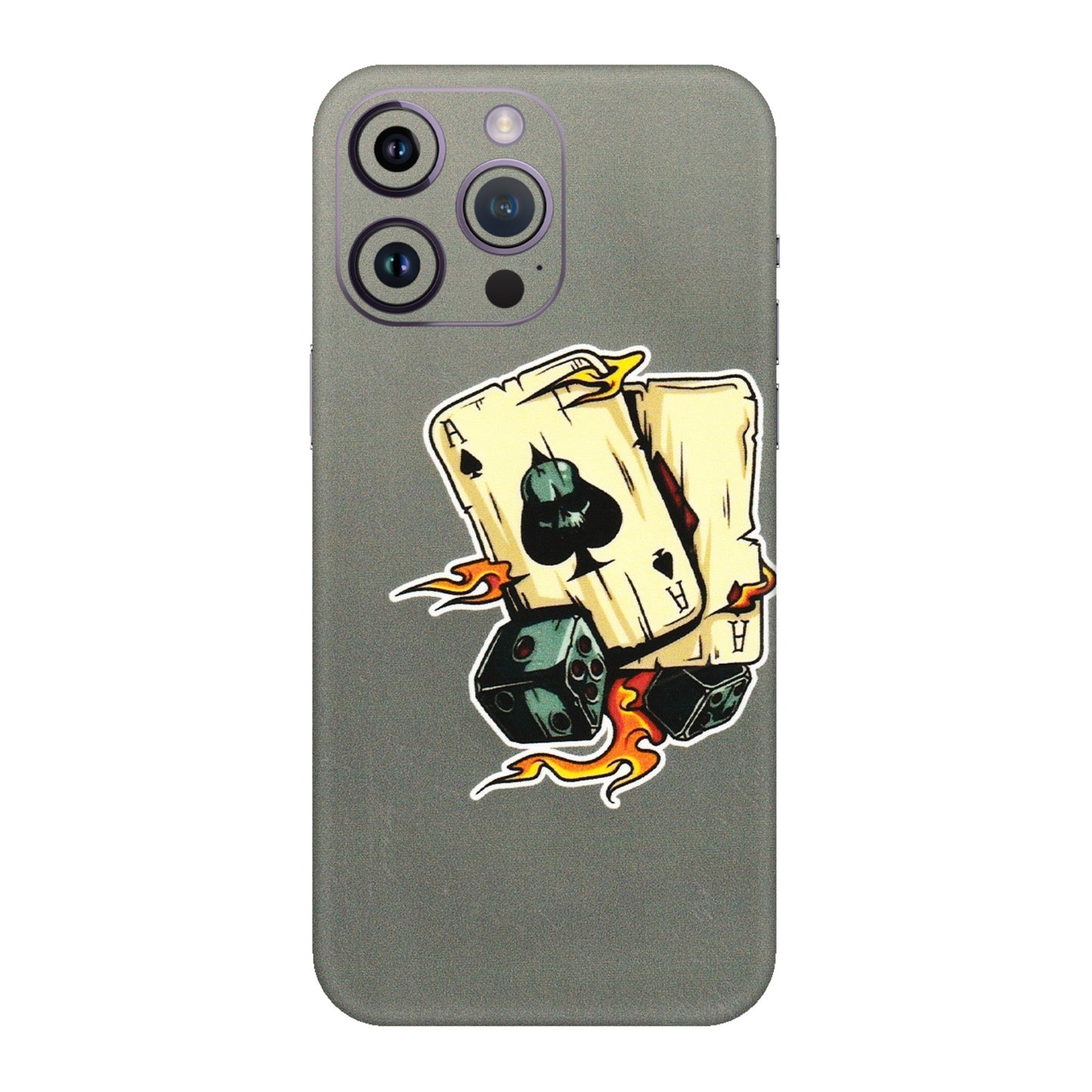 Apple iPhone Skins (All Models) - Grey Cards Of Ace - 3D Embossed Finish (L-77) iPhone 14 Pro