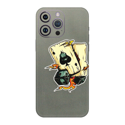 Apple iPhone Skins (All Models) - Grey Cards Of Ace - 3D Embossed Finish (L-77) iPhone 14 Pro