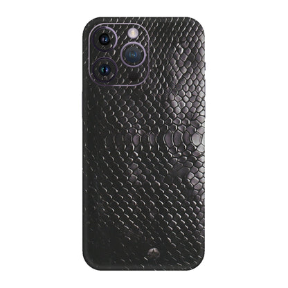 Apple iPhone Skins (All Models) - Black Snack Leather - Matte Finish (M-147) iPhone 14 Pro