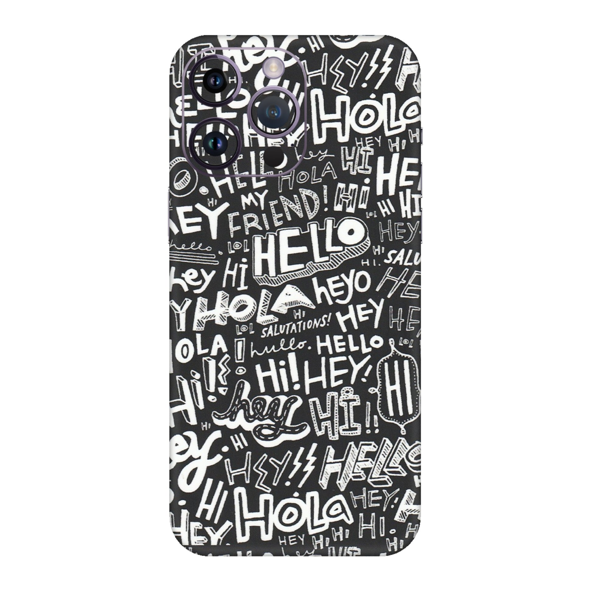 Apple iPhone Skins (All Models) - Hi Hello Doodles - Matte Finish (M-25) iPhone 14 Pro