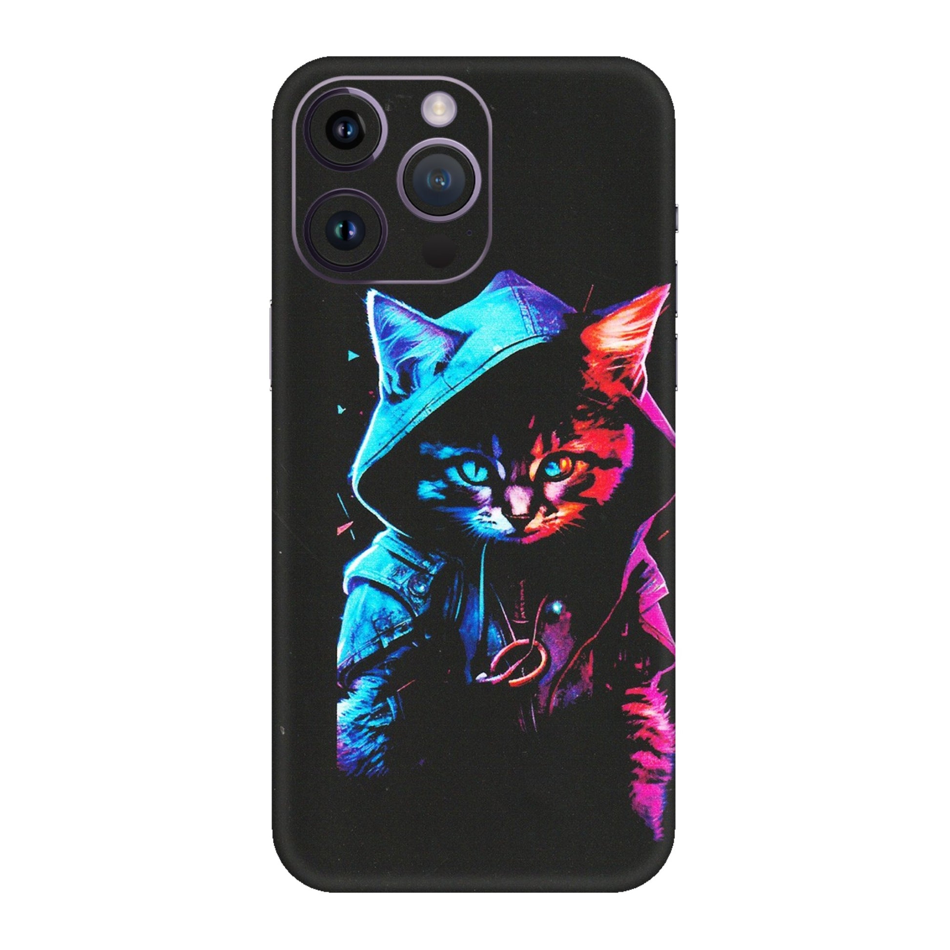 Apple iPhone Skins (All Models) - Cyberpunk Cat - Matte Finish (M-45) iPhone 14 Pro