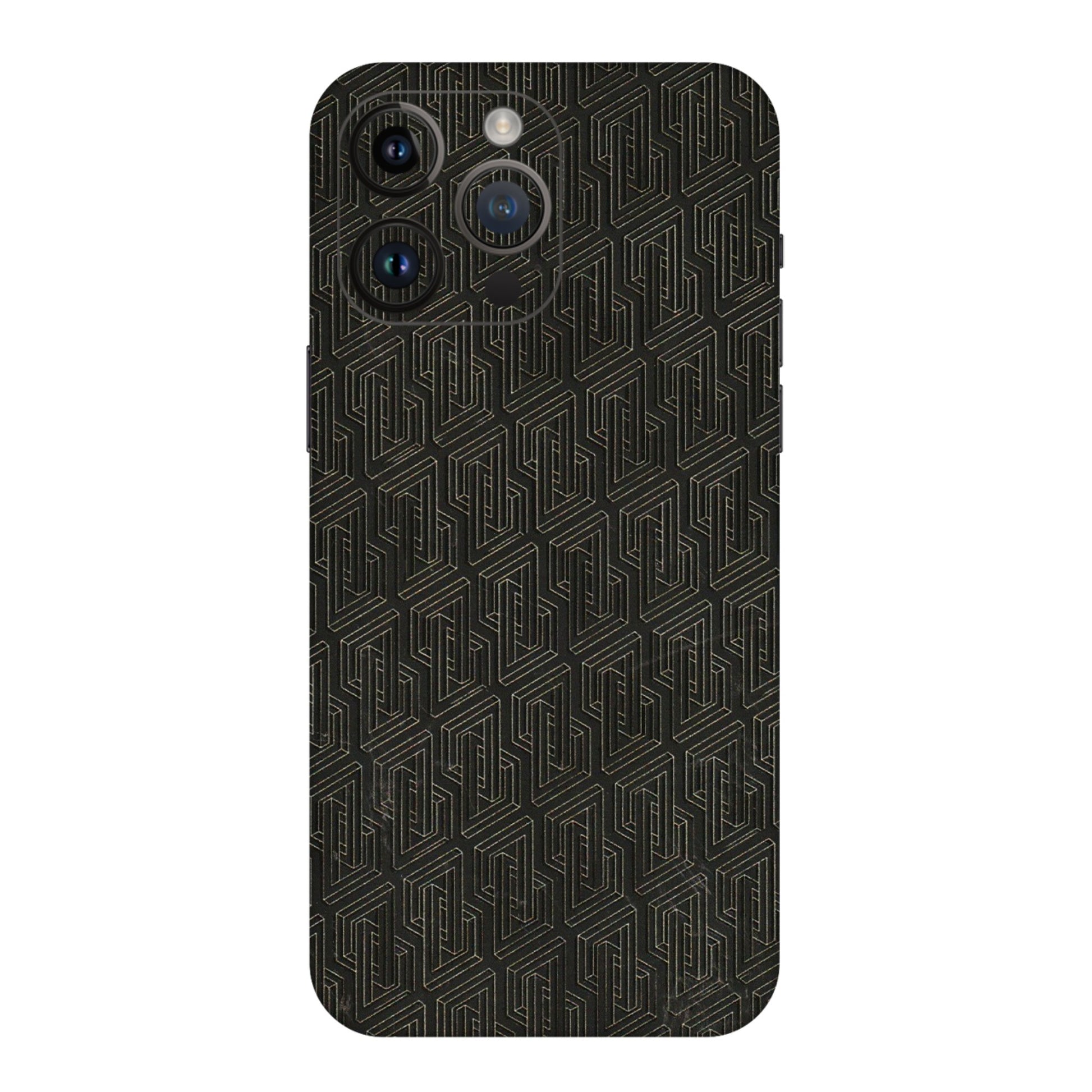 Apple iPhone Skins (All Models) - Black Abstract Pattern - 3D Embossed Finish (L-117) iPhone 14 Pro Max