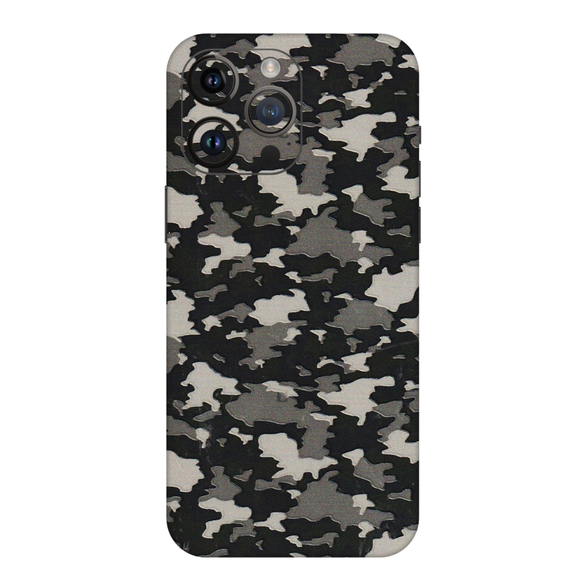 Apple iPhone Skins (All Models) - Black/Grey Camoflaunge - 3D Embossed Finish (L-142) iPhone 14 Pro Max