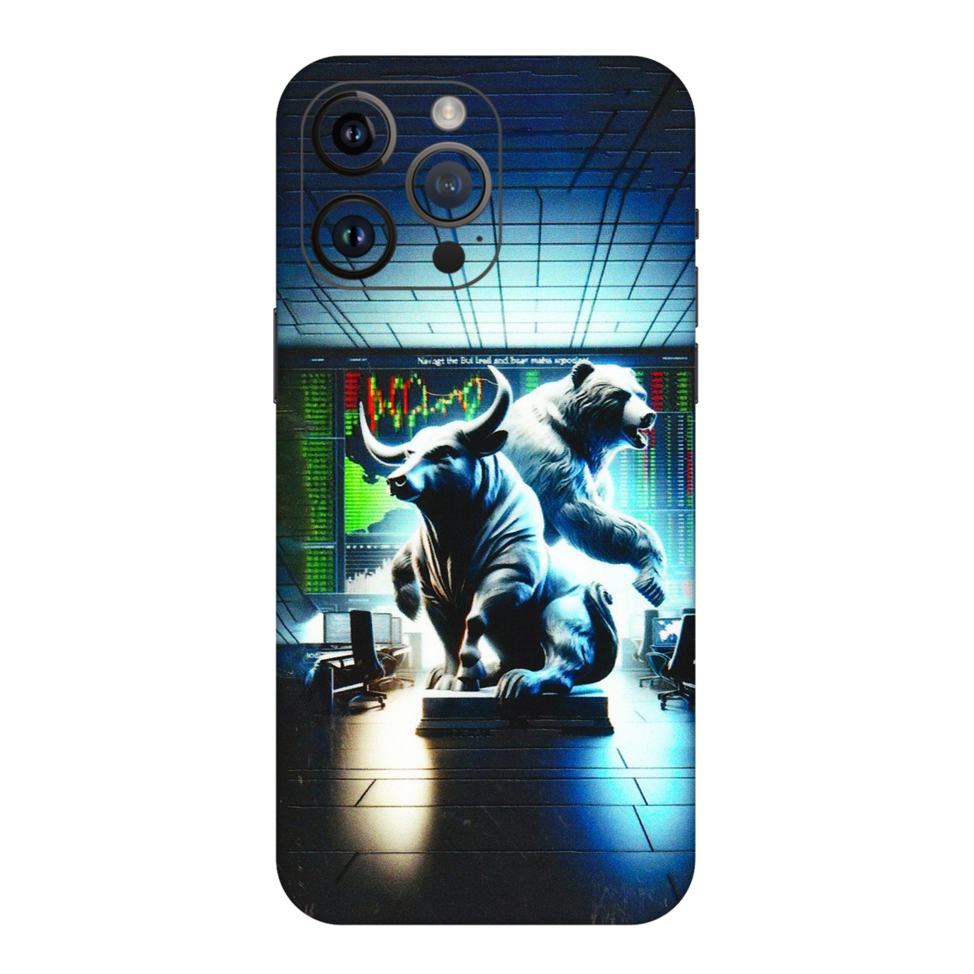 Apple iPhone Skins (All Models) - Stock Market Sensex Bear vs Bulls - 3D Embossed Finish (L-15) iPhone 14 Pro Max
