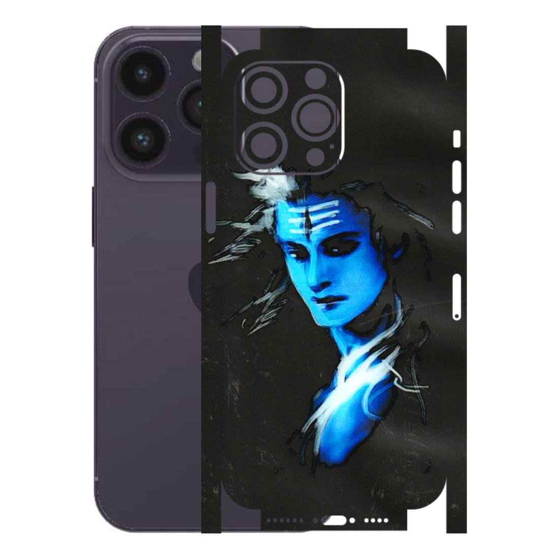 Apple iPhone Skins (All Models) - Har Har Mahadev Blue/Black - 3D Embossed Finish (L-185) iPhone 14 Pro Max