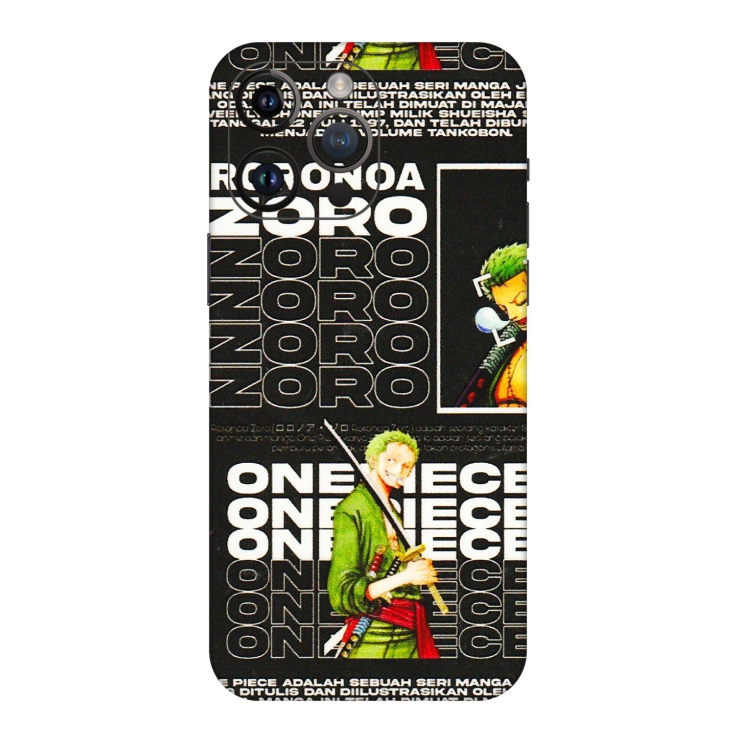 Apple iPhone Skins (All Models) - One Piece Zoro - 3D Embossed Finish (L-250) iPhone 14 Pro Max