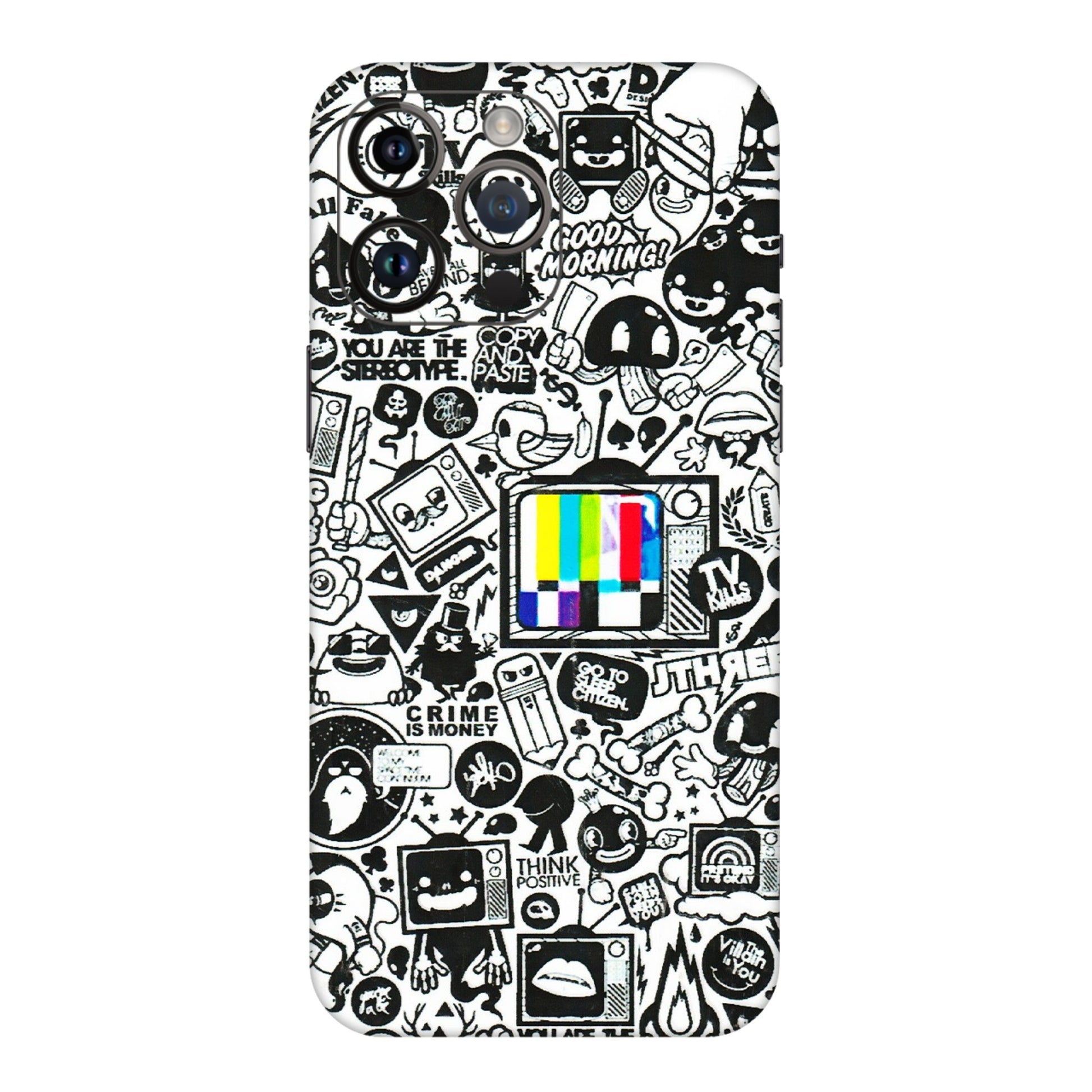 Apple iPhone Skins (All Models) - Doodles Positive Art - 3D Embossed Finish (L-263) iPhone 14 Pro Max