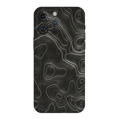 Apple iPhone Skins (All Models) - Abstract White Line Map - 3D Embossed Finish (L-269) iPhone 14 Pro Max