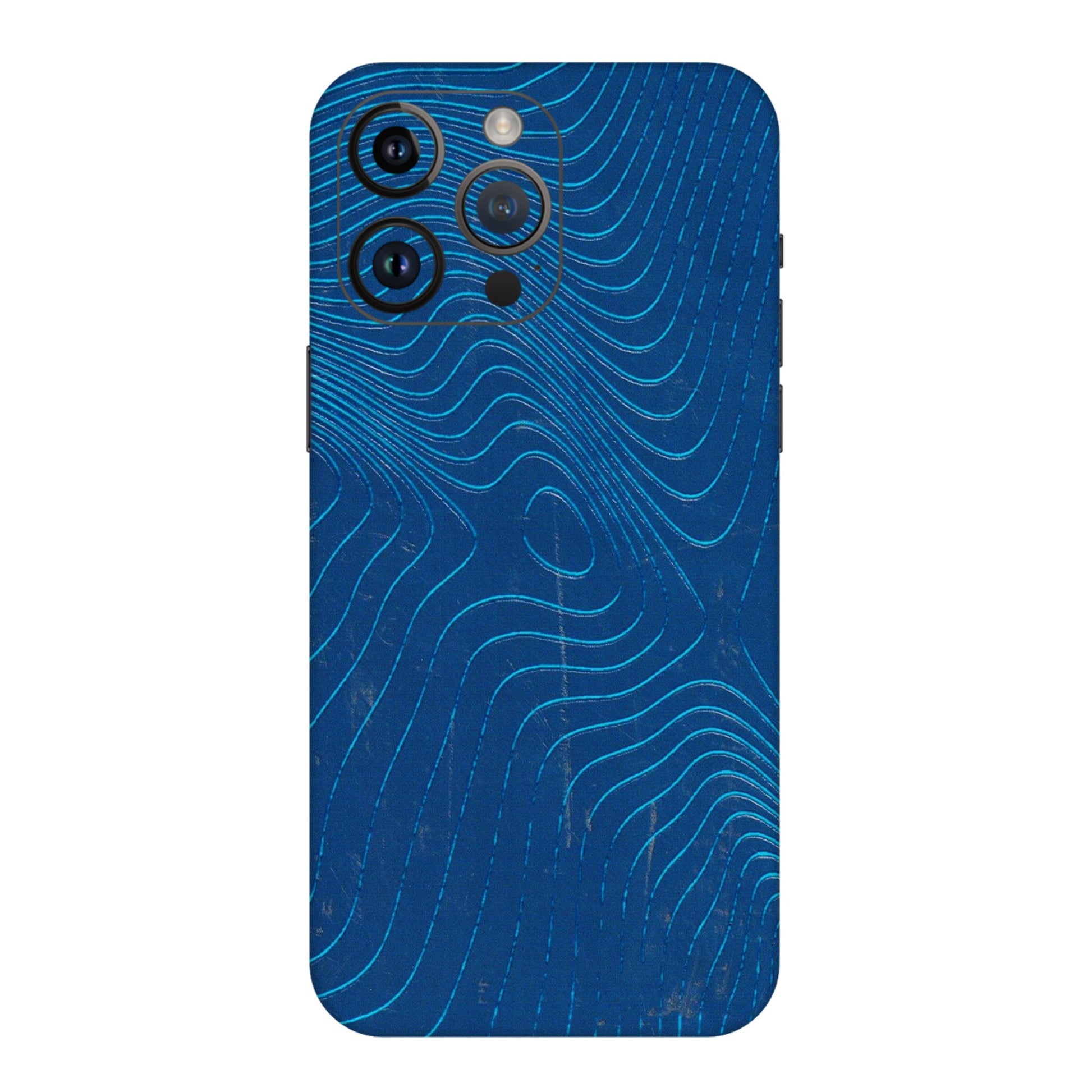 Apple iPhone Skins (All Models) - Abstract Blue Line Map - 3D Embossed Finish (L-272) iPhone 14 Pro Max