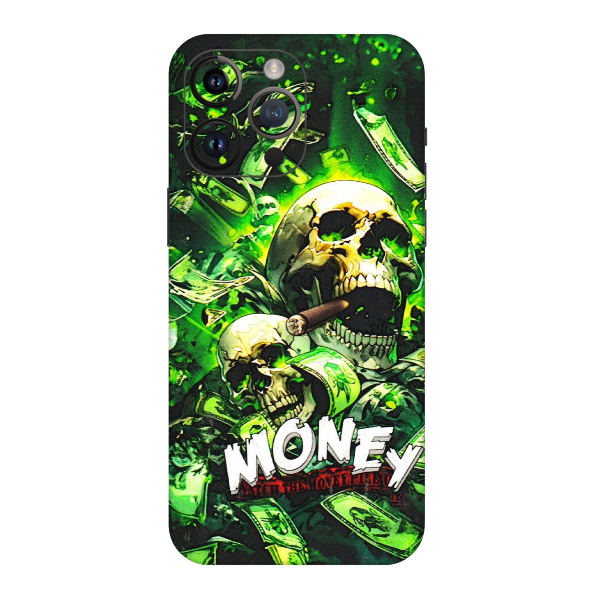 Apple iPhone Skins (All Models) - Skull Money - 3D Embossed Finish (L-303) iPhone 14 Pro Max