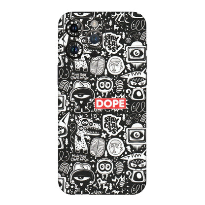 Apple iPhone Skins (All Models) - Dope Stay Classy Black Doodles - Matte Finish (M-126) iPhone 14 Pro Max