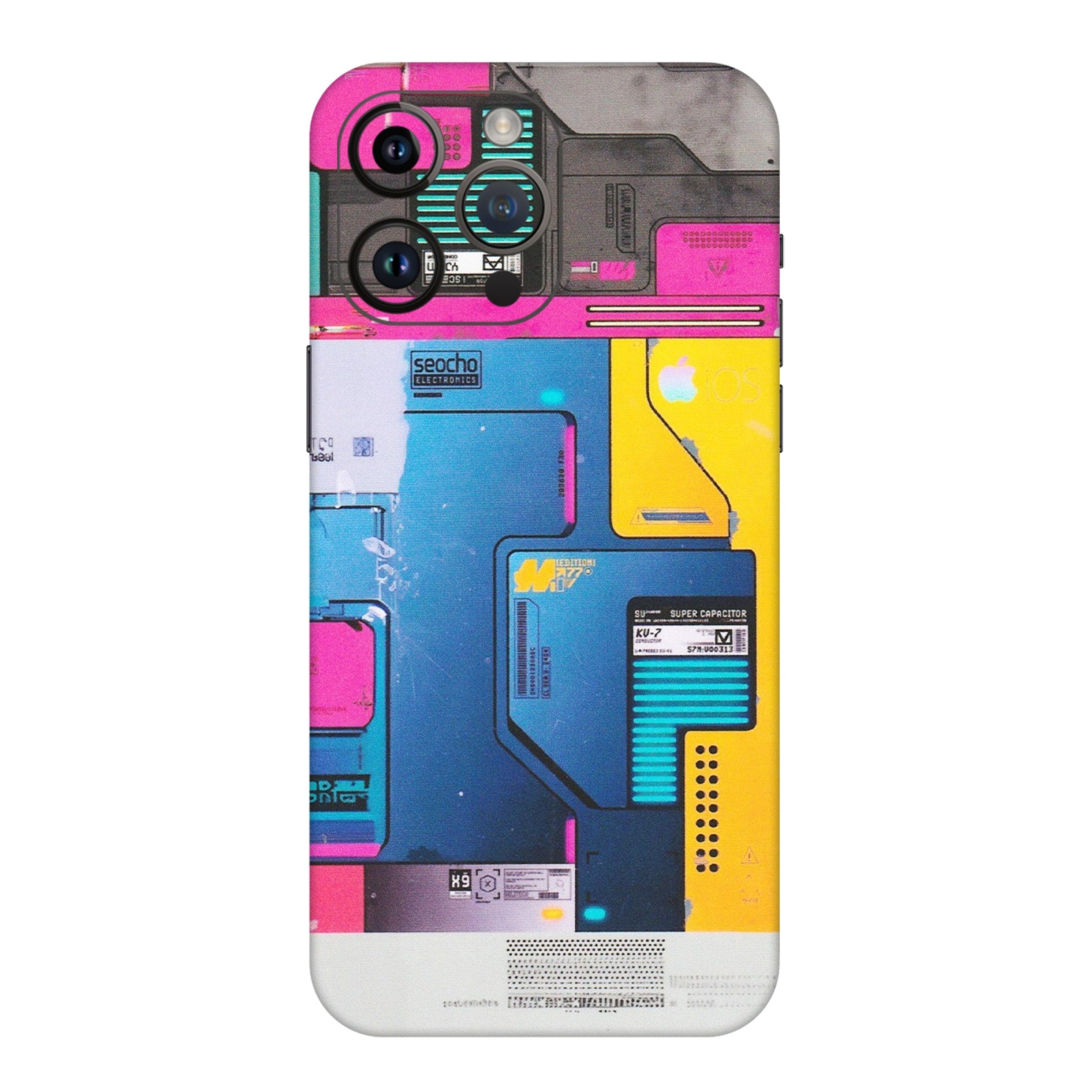 Apple iPhone Skins (All Models) - Colourfull Motherboard Internals - Matte Finish (M-55) iPhone 14 Pro Max