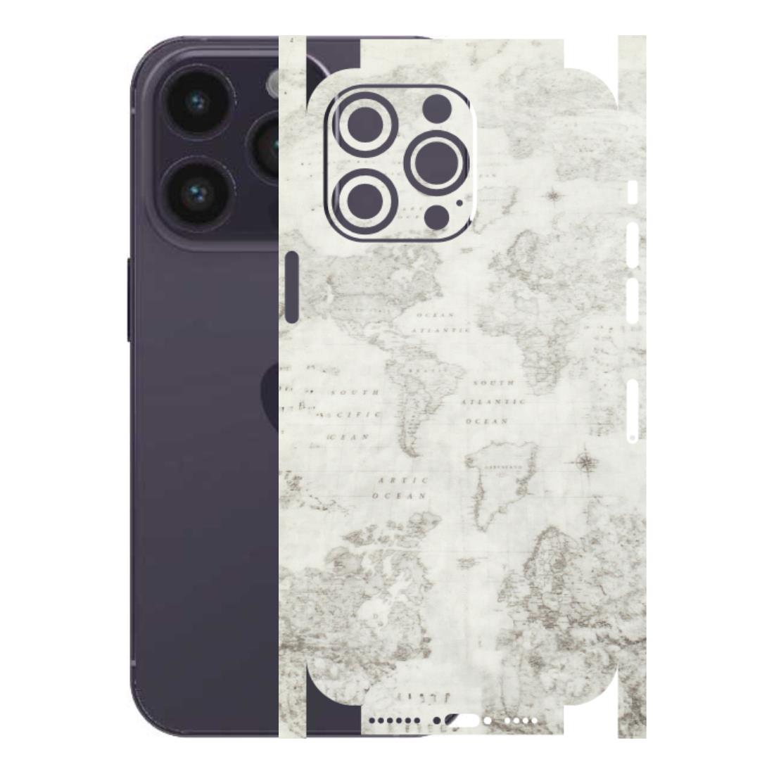 Apple iPhone Skins (All Models) - World Travel Map - Transparent Finish (T-04) iPhone 14 Pro Max