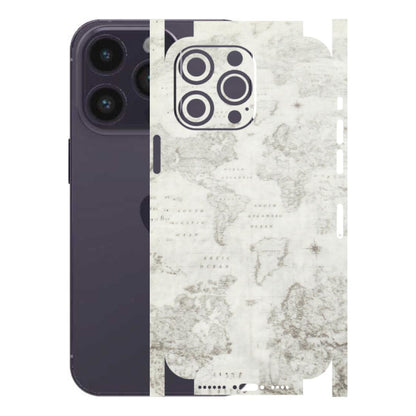 Apple iPhone Skins (All Models) - World Travel Map - Transparent Finish (T-04) iPhone 14 Pro Max