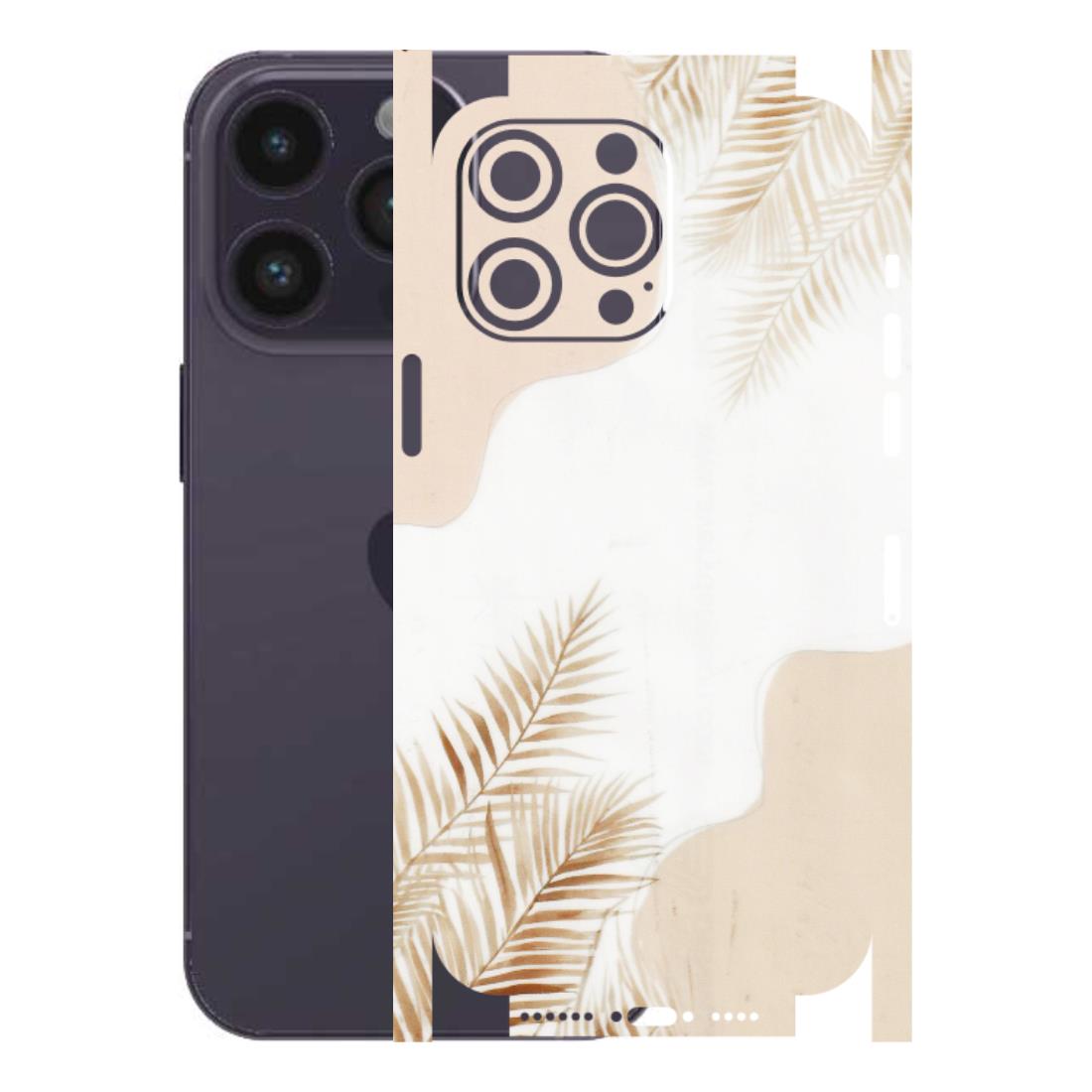 Apple iPhone Skins (All Models) - Gold Petals Abstract - Transparent Finish (T-08) iPhone 14 Pro Max