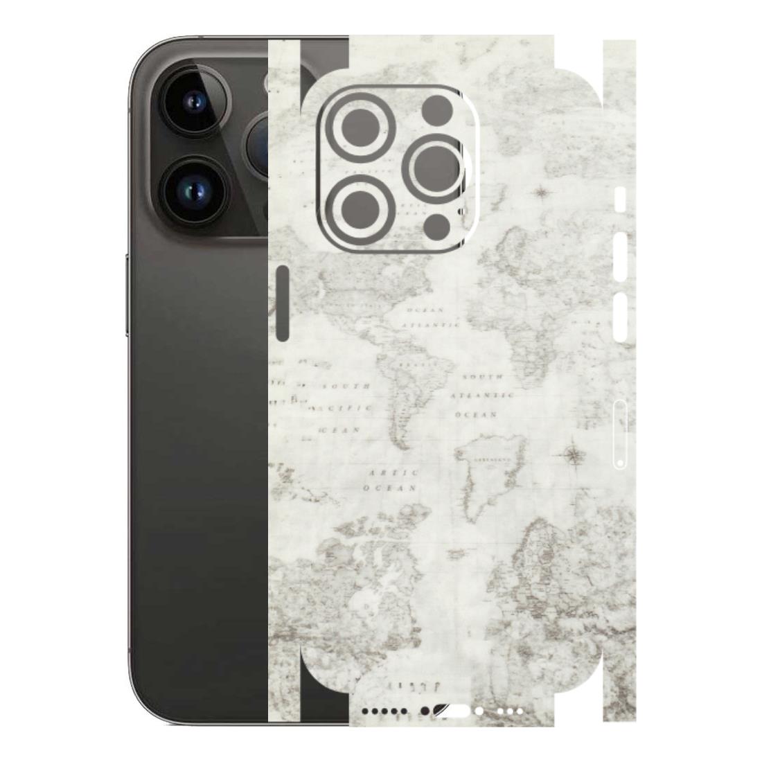 Apple iPhone Skins (All Models) - World Travel Map - Transparent Finish (T-04) iPhone 14 Pro