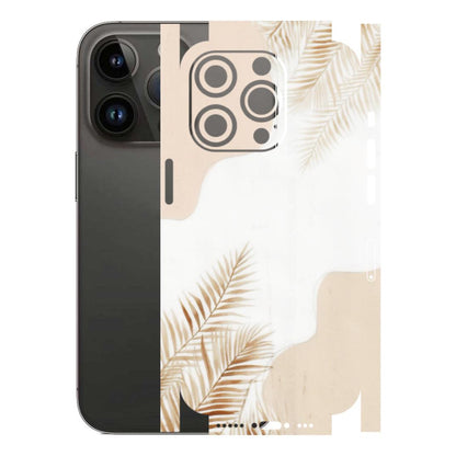 Apple iPhone Skins (All Models) - Gold Petals Abstract - Transparent Finish (T-08) iPhone 14 Pro