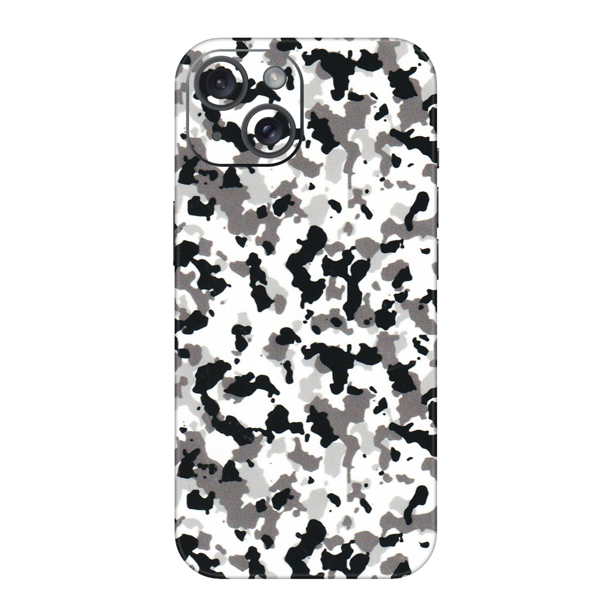 Apple iPhone Skins (All Models) - White Black Camouflage - 3D Embossed Finish (L-18) iPhone 15