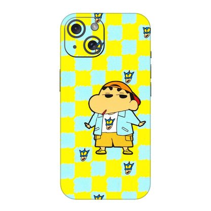 Apple iPhone Skins (All Models) - Yellow Blue Shinchan Cute - 3D Embossed Finish (L-221) iPhone 15