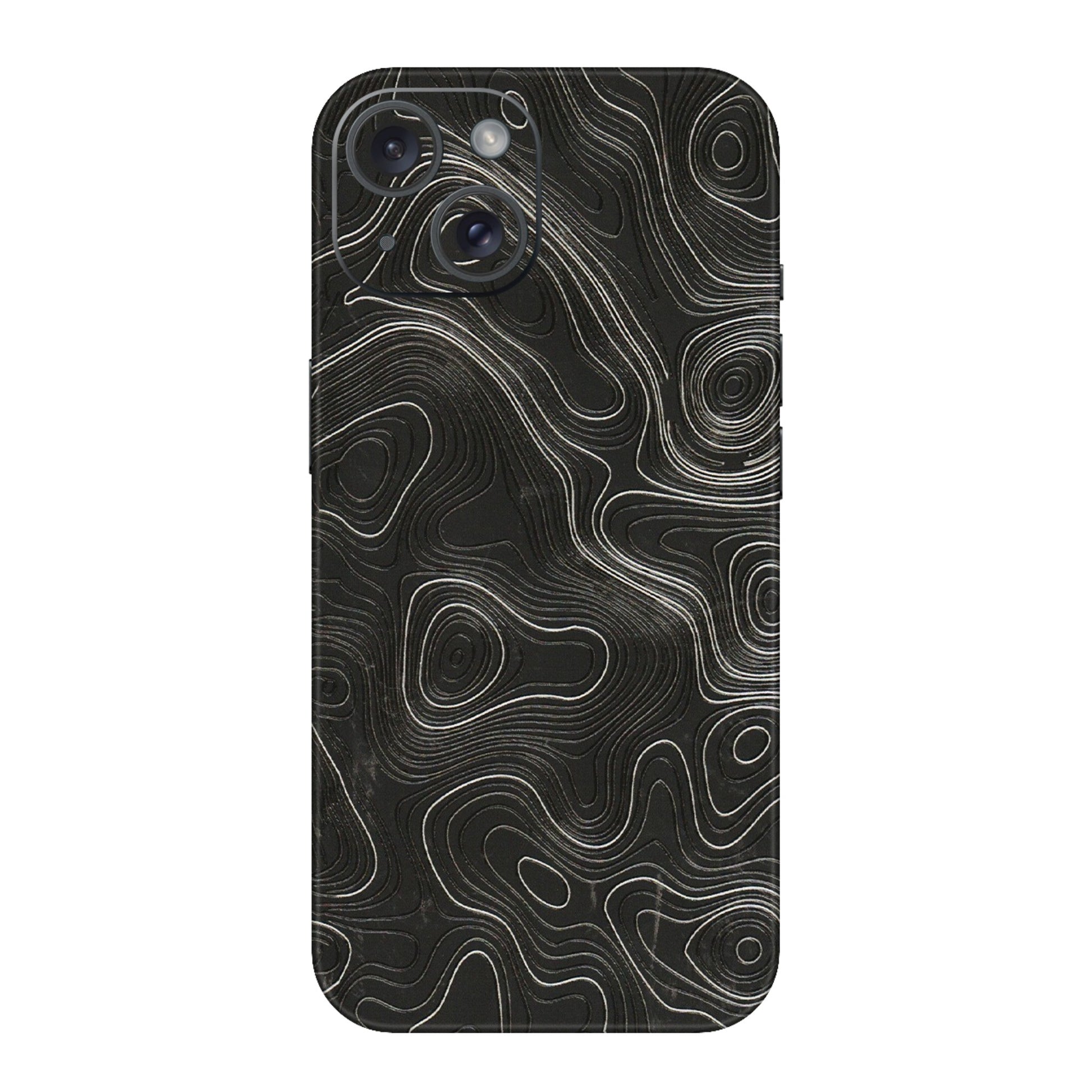 Apple iPhone Skins (All Models) - Abstract White Line Map - 3D Embossed Finish (L-269) iPhone 15